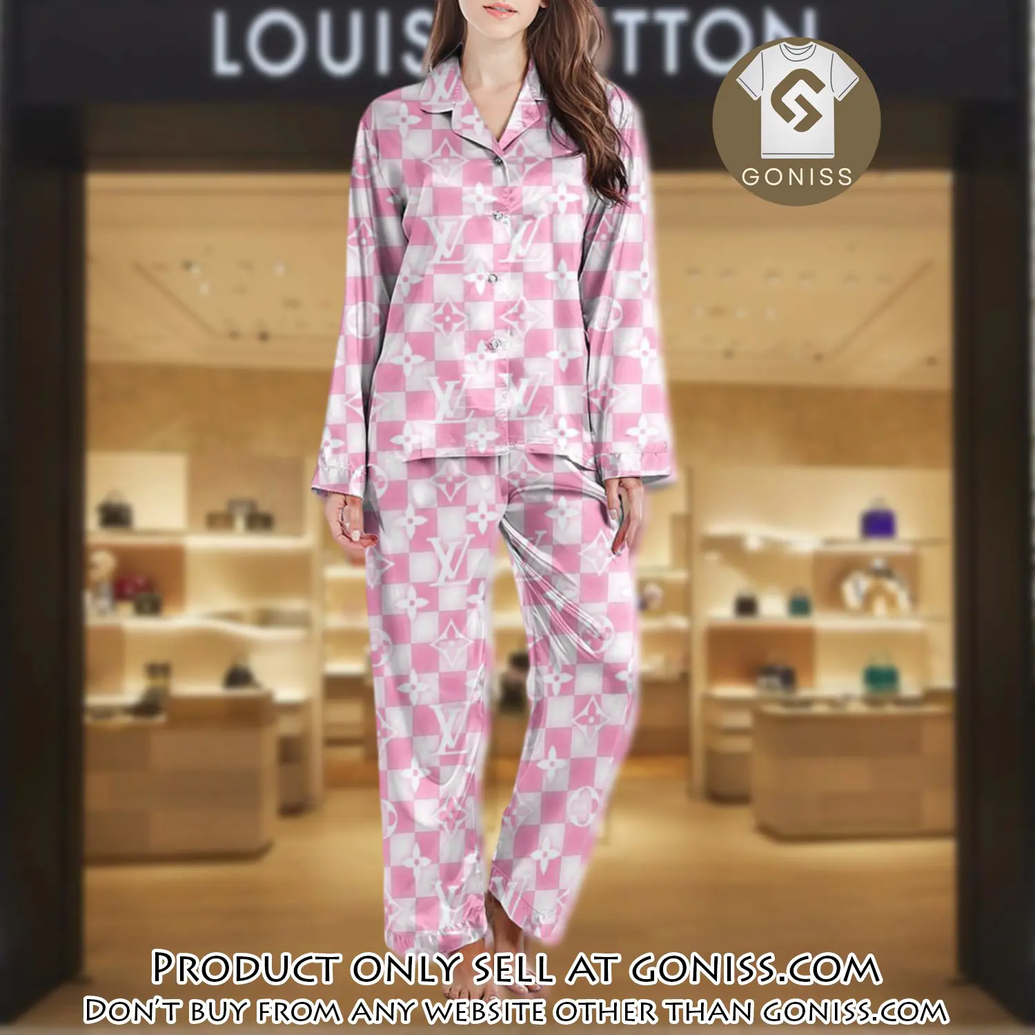 Lv monogram long satin pajama set pjs1033 gn1217376